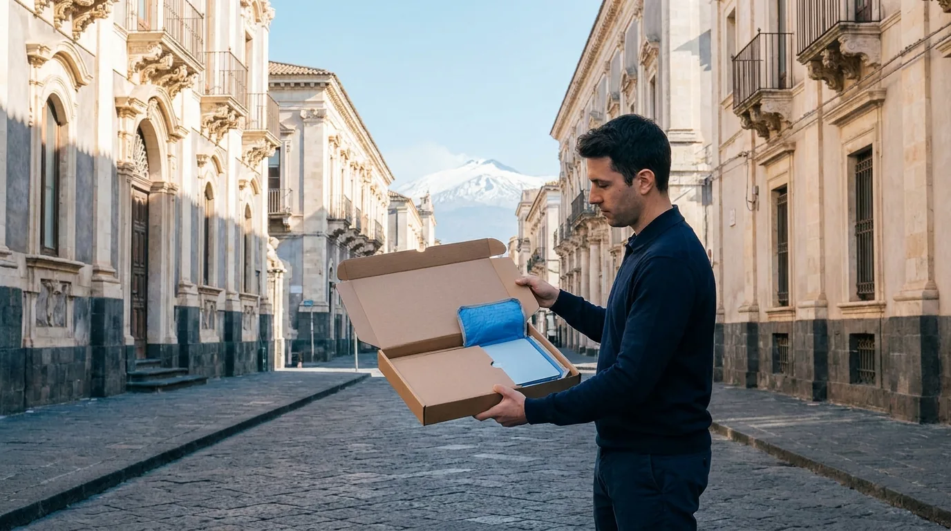 Corriere ritira un hard disk per il recupero dati a Catania in Sicilia